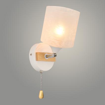 Бра XA1642/1W WD+WOOD+CR белый/хром 1х60W E27 d200 h220, HN25